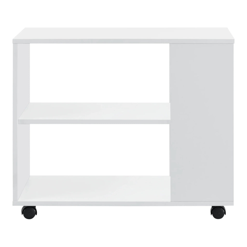 Tavolino rettangolare con rotelle per soggiorno mobile elegante con ripiano portaoggetti 60 x 70 x 35 cm bianco 03_0006173