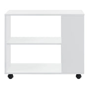 Tavolino rettangolare con rotelle per soggiorno mobile elegante con ripiano portaoggetti 60 x 70 x 35 cm bianco 03_0006173