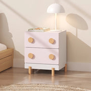 Comodino per Cameretta Vaarentaa con 2 Cassetti 47x40x35 cm - Bianco/Rosa [en.casa]