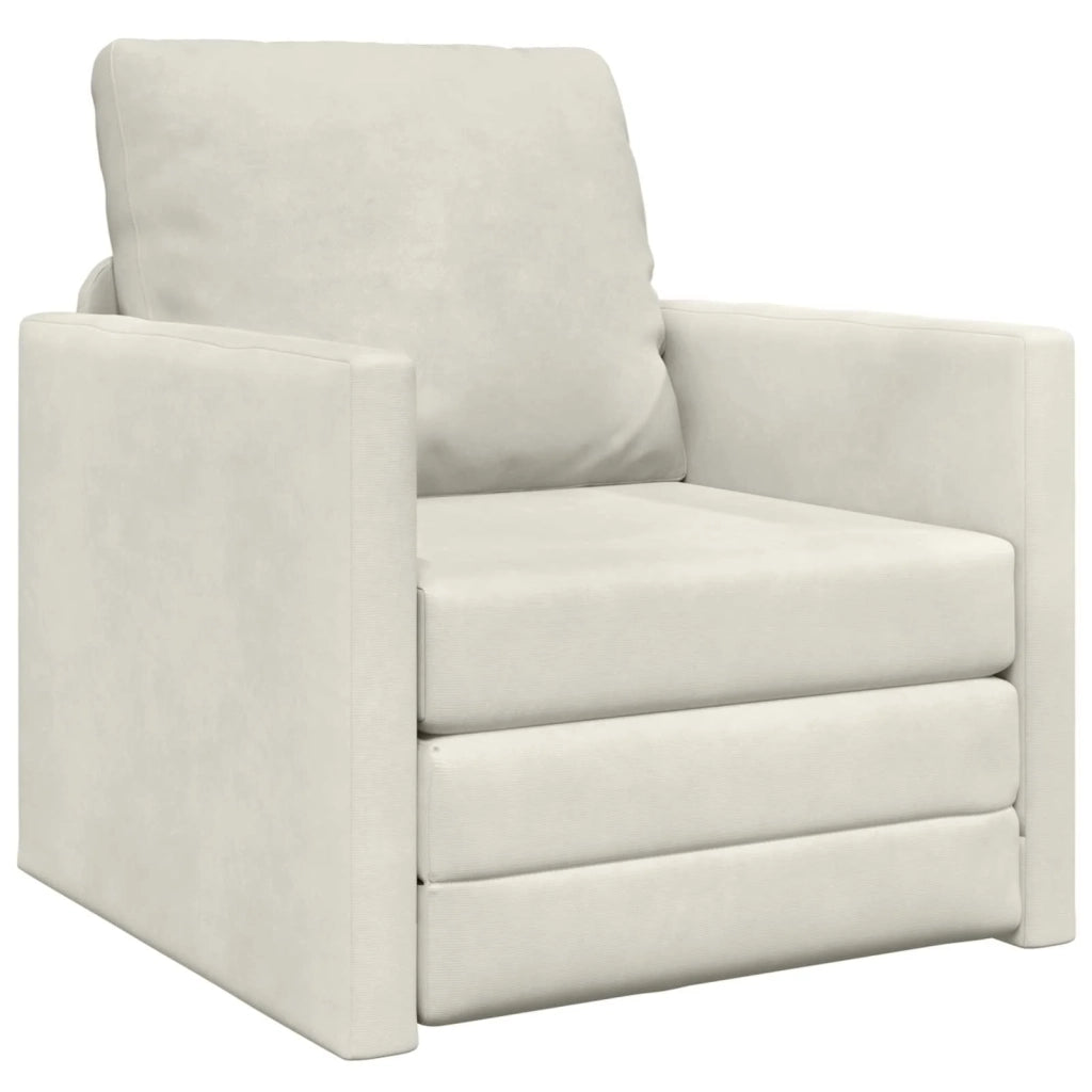 Divano letto | Sof¨¤ letto | Letto singolo Crema 74 x 77 x 81 cm Velluto