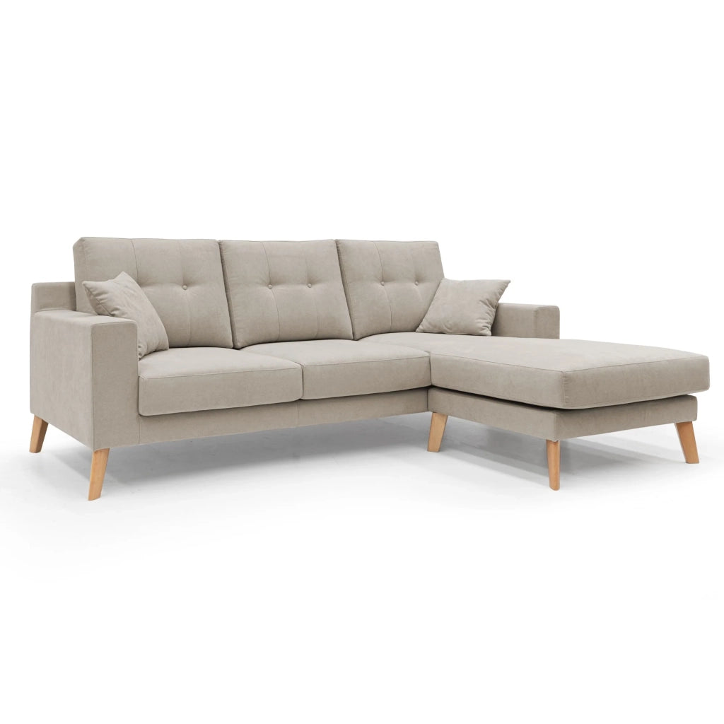 Danish Divano angolare REVERSIBILE in tessuto morbido impermeabile T02 237 cm beige