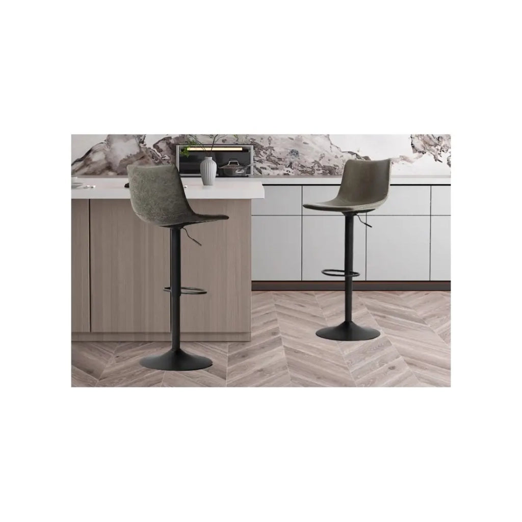 Sgabello da bar SOUL – PU grigio – Altezza regolabile 88-109 cm – Piedi in metallo – Stile vintage