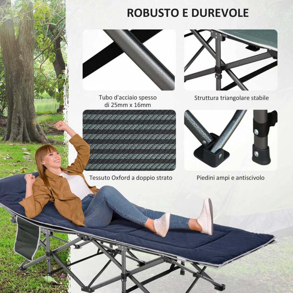 Letto Pieghevole per Adulti con Cuscino ¨C zephmum ¨C Blu 188x64.5x53 cm