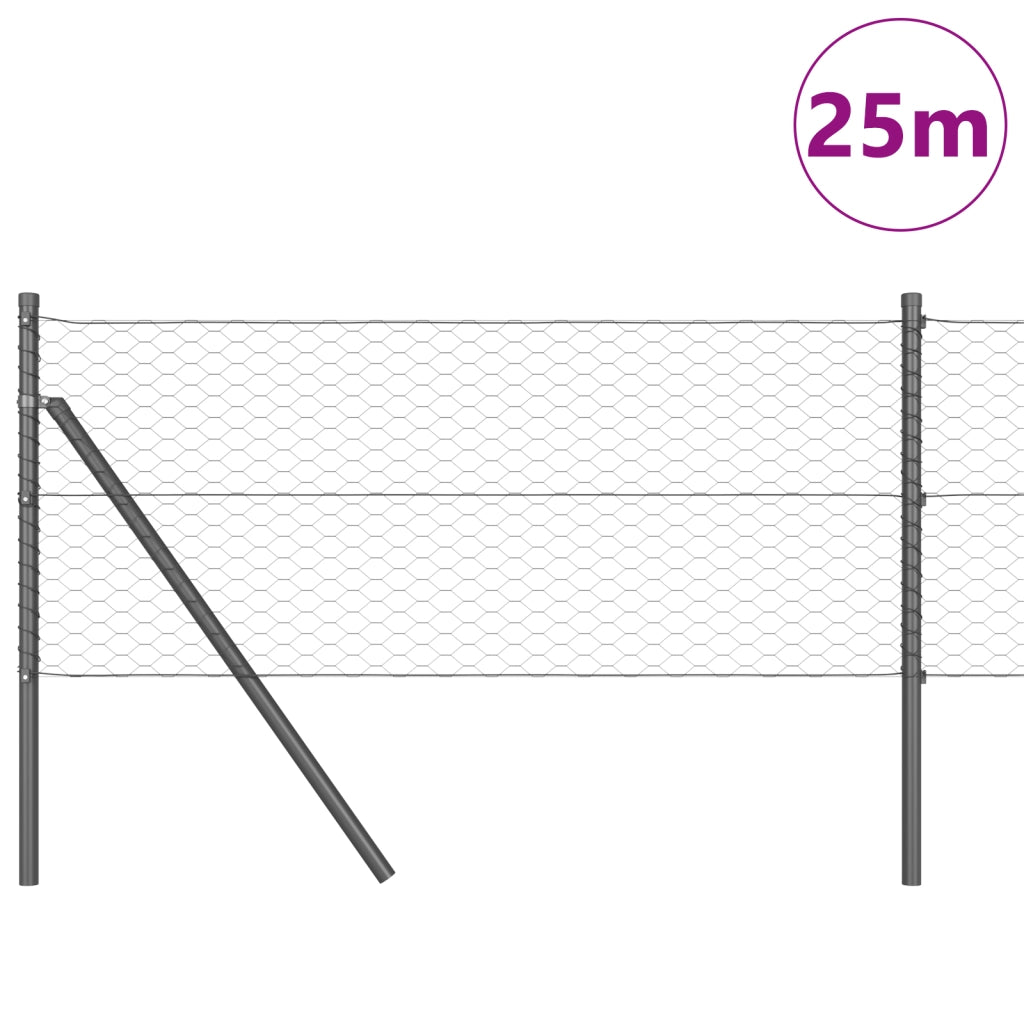 Recinzione Esagonale  Grigia 0.6x25 m Acciaio