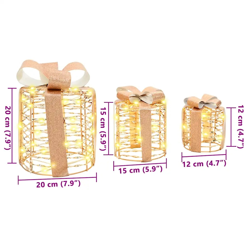 Decorazione Scatola Regalo con 60 LED 3 pcs 20 x 20 x 20 cm PET 42019089