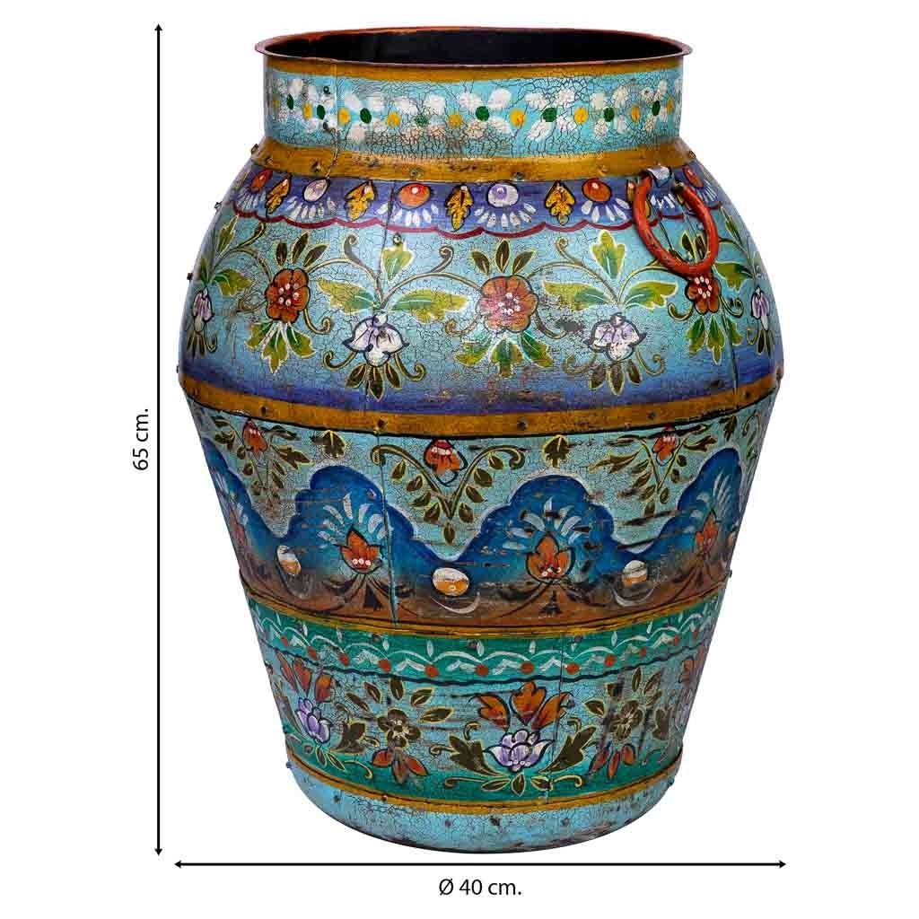Vaso in metallo dipinto a mano 40x40x57h cm