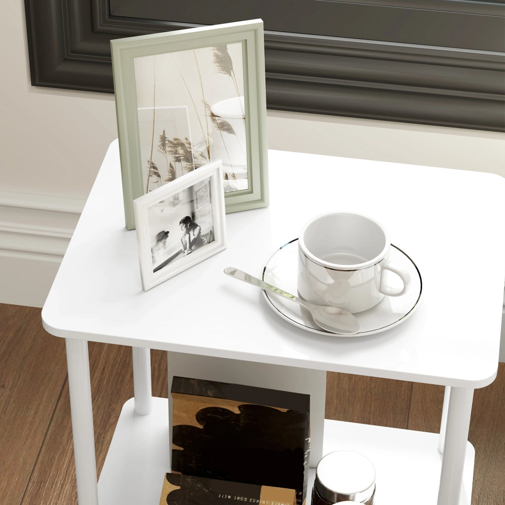 TAVOLINO 40x30x52,2 cm Legno Bianco con 2 ripiani