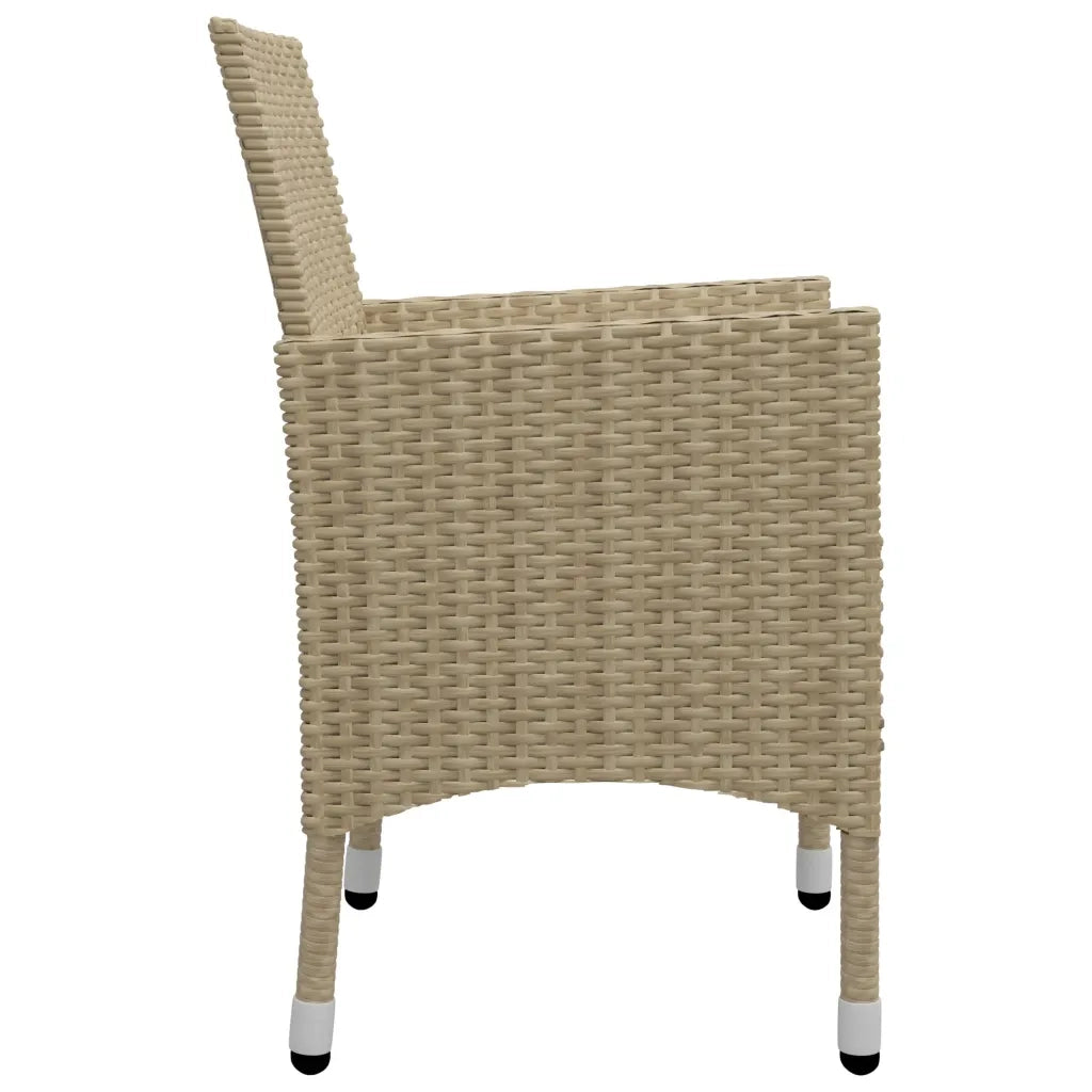 Set Bistrot da Giardino 3 pz Polyrattan e Vetro Temperato Beige 3058360