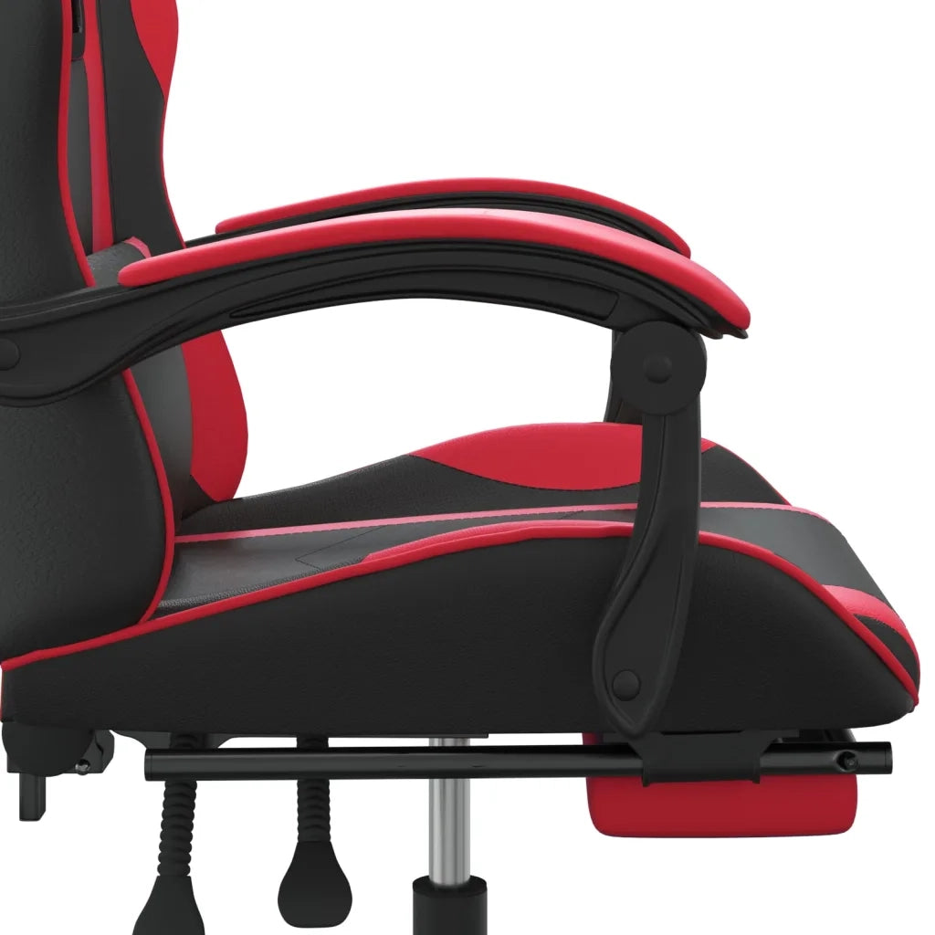 Sedia da Gaming Girevole Poggiapiedi Nero e Rosso Similpelle 349580