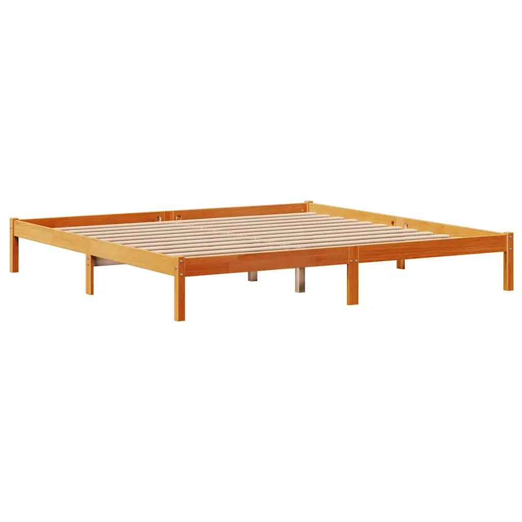 Giroletto con Testiera Marrone Cera 180x200 cm Massello Pino