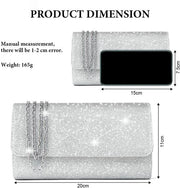 Borsa a catena per donne, Borsa da sera con glitter, Borsa elegante per pacchi, Borsa a catena, Borse a spalla per matrimoni, feste, tempo libero, Regali per la mamma (argento)