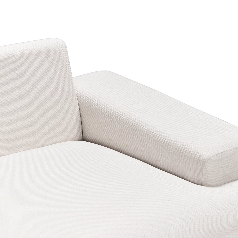 Divano in tessuto ad angolo retto Beige Tessuto Gambe in metallo 3 posti Stile minimalista