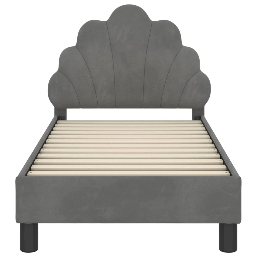 Struttura letto per bambini con testata Grigio Scuro Velluto