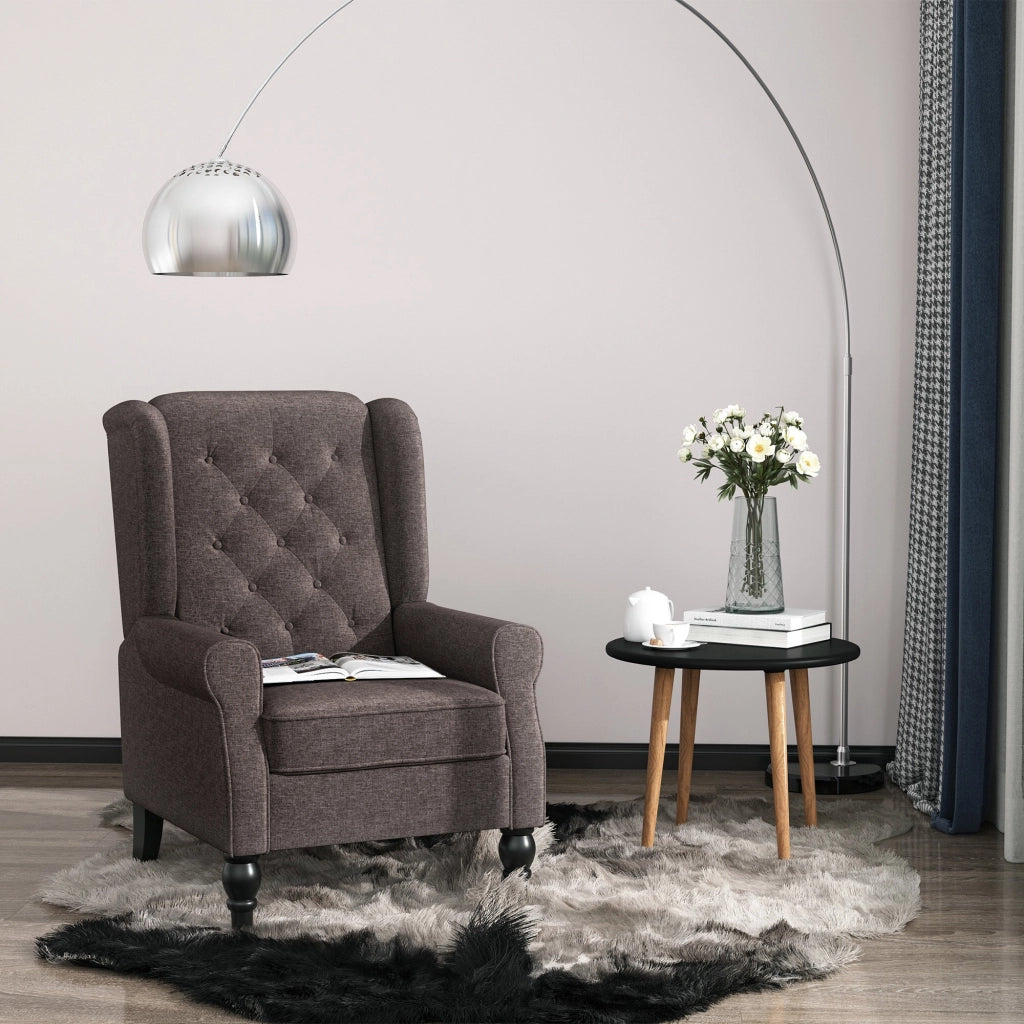 Poltrona per Salotto in Stile Francese con Seduta Imbottita e Cuscini 74x86x102 cm in Poliestere Marrone