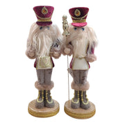 Soldatino Natalizio Decorativo 41cm in Tessuto e Polistirolo Rosa/Rosso