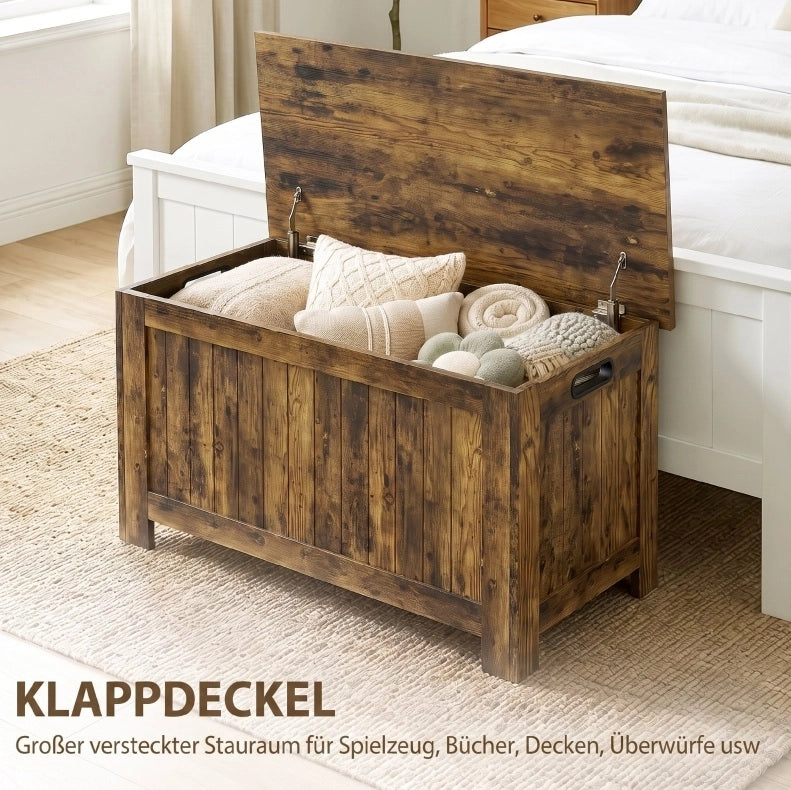 BAULE Contenitore con Coperchio 81x40x46 cm MDF Marrone Rustico