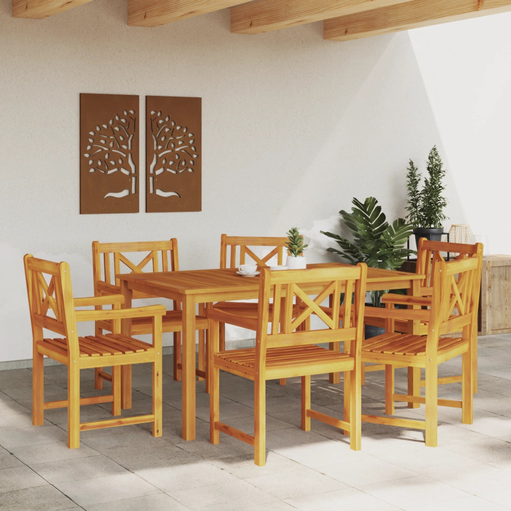 Set da Pranzo da Giardino 7 Pezzi in Legno Massello di Acacia