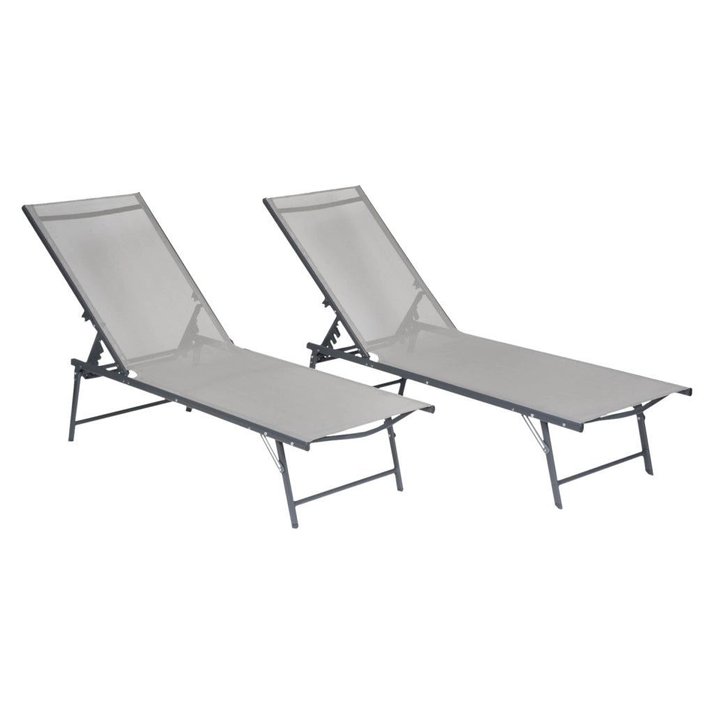 Set di 2 lettini pieghevoli SICILIA in textilene grigio - struttura antracite
