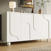 Credenza 120x35x71 cm con ante; MDF e gambe in legno di pino; bianco