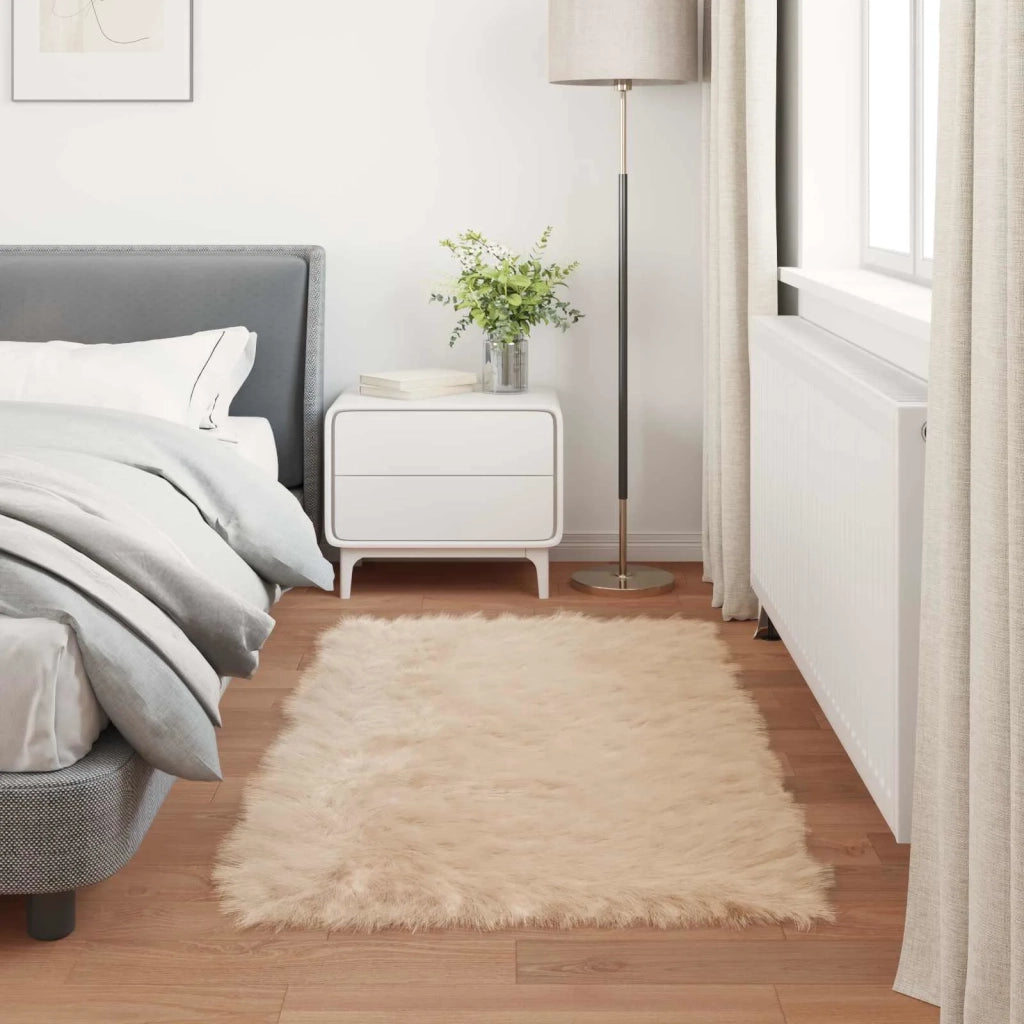 Tappeto in finta TAFALLA Beige 60 x 110 cm Poliestere 42021477