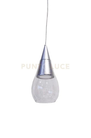 SOSPESI-GU10 C Sospensione vetro 1 luce color cristallo attacco GU10 diam.10cm senza base h.23cm