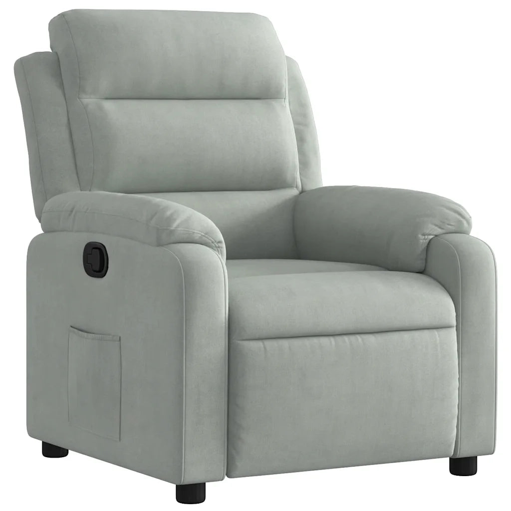 Divano Sedia-Poltrona Reclinabile Grigio Chiaro in Velluto 628996