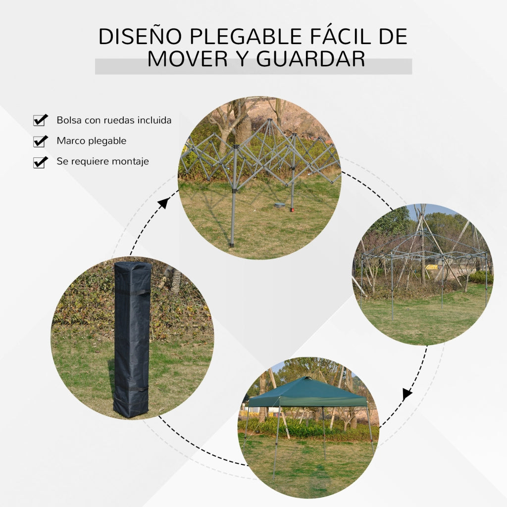 Gazebo da Giardino Pieghevole ¨C zephmum ¨C Verde Acciaio 3x3m