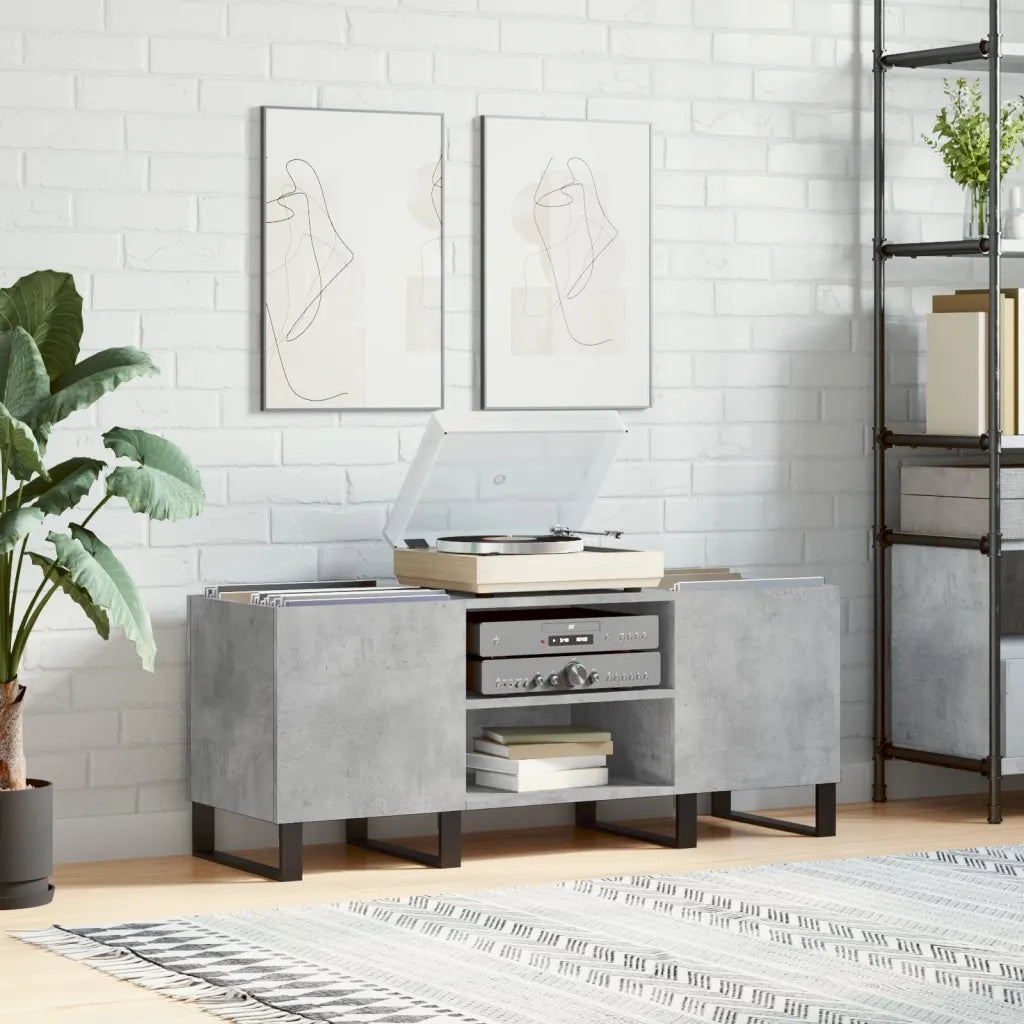 Mobile Porta Dischi Grigio Cemento 121x38x48 Legno Multistratocod mxl 104252
