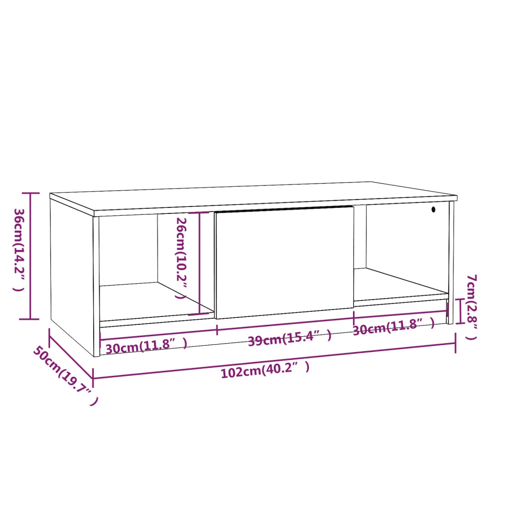 Tavolino da Salotto Grigio Sonoma 102x50x36cm Legno Multistrato cod mxl 7221