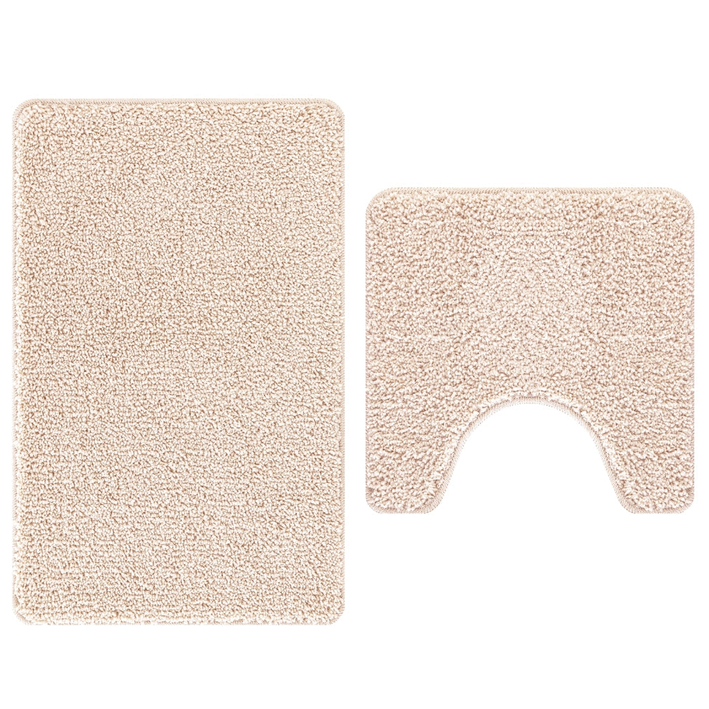 Set di tappetini da bagno 2 pezzi crema in polipropilene antiscivolo