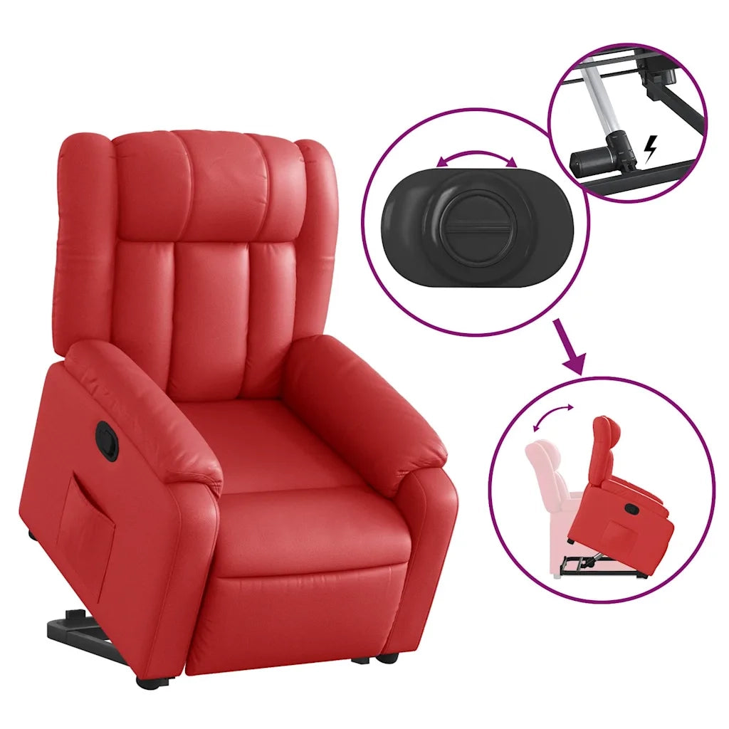 Poltrona Alzapersona Reclinabile Rosso in Similpelle