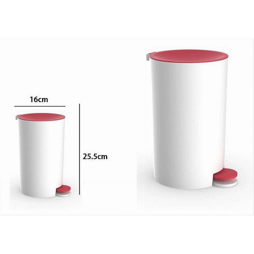 Trade Shop - Cestino Pattumiera A Pedale Arredo Bagno Bianco Rosso Plastica Accessorio 69934 -