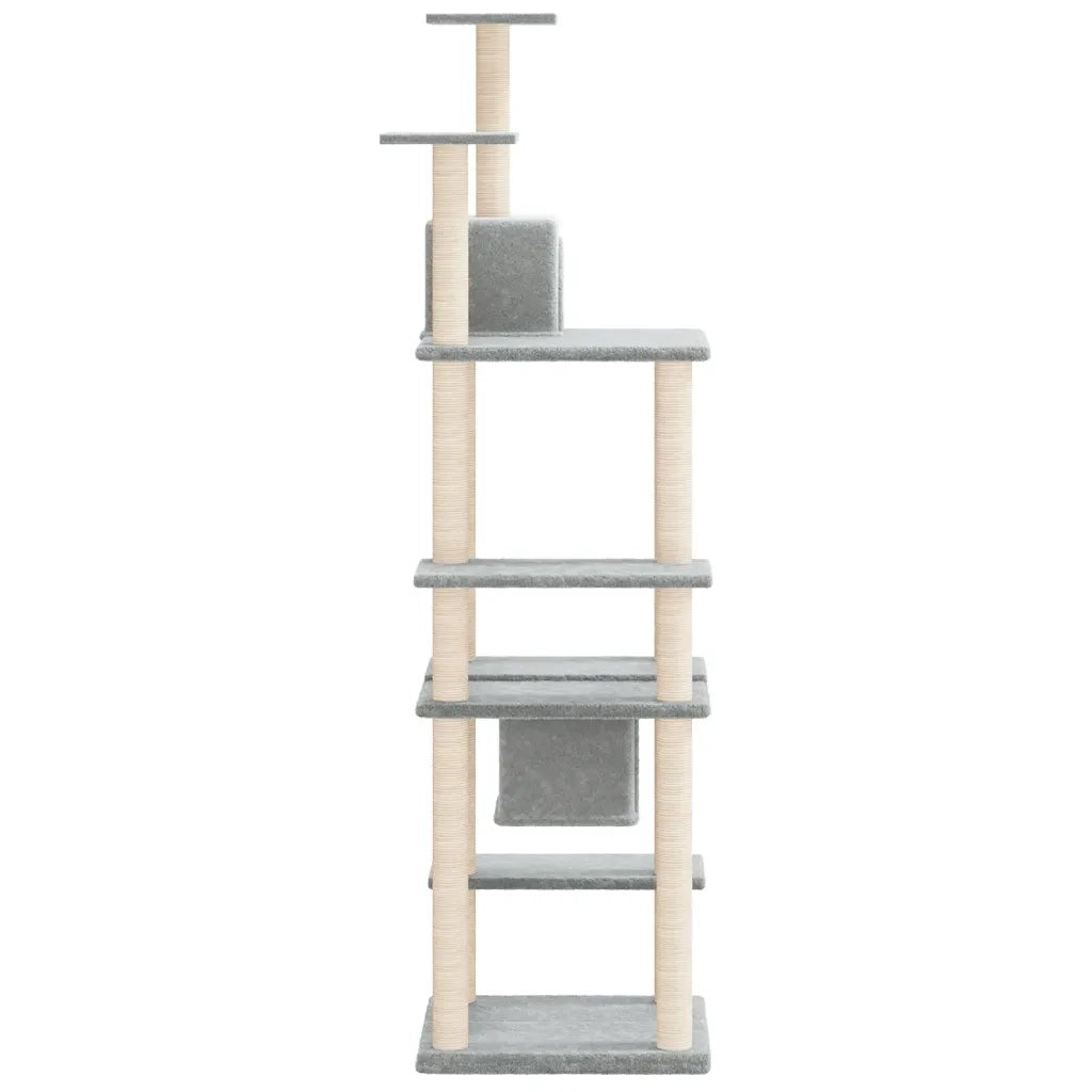 Albero per Gatti con Tiragraffi in Sisal Grigio Chiaro 176 cm cod mxl 23092