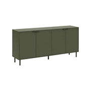 Credenza decorativa in legno e metallo 4 ante, 160cm, verde kaki