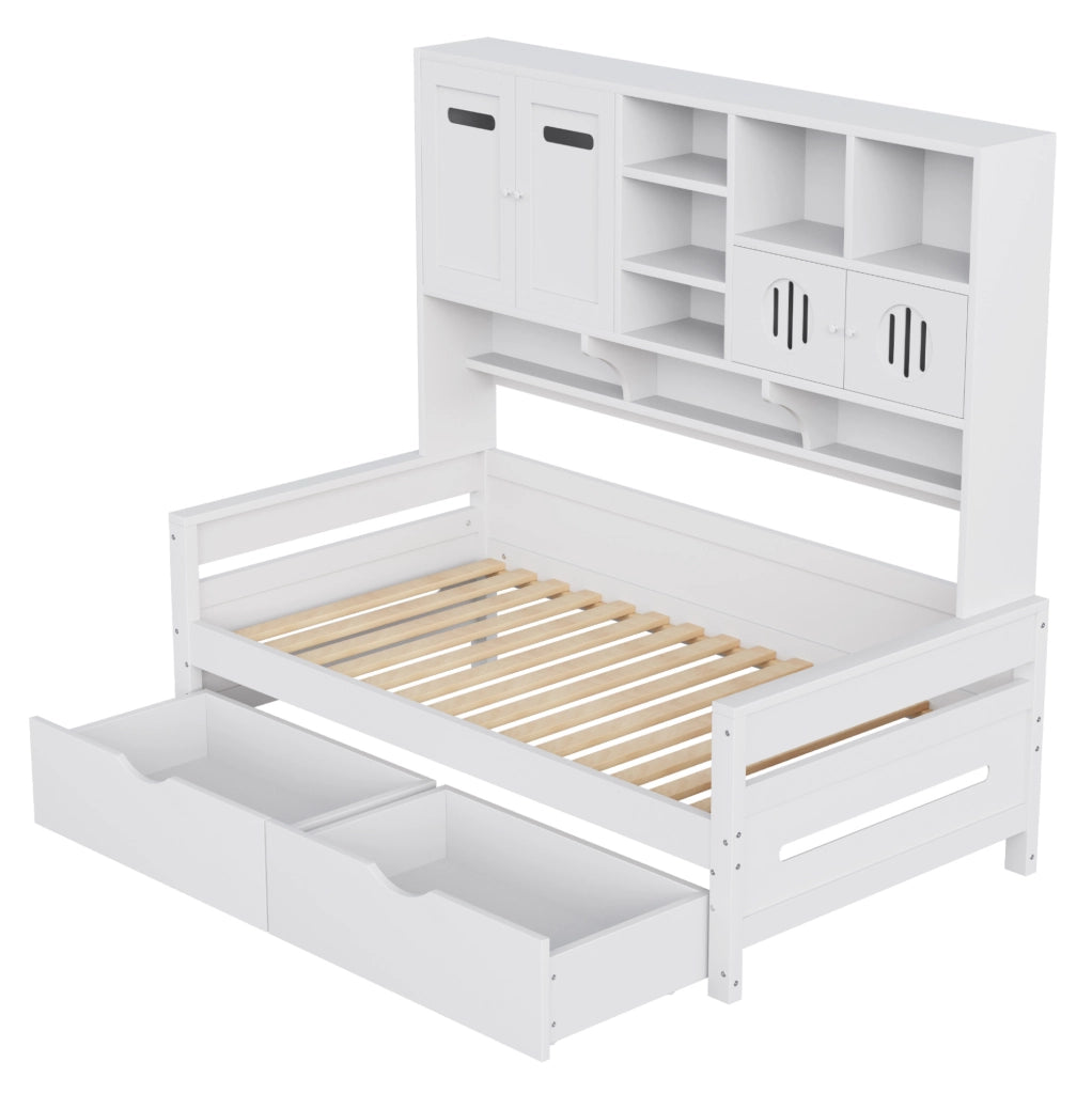Letto multifunzione 90x200 cm con contenitore e cassetti