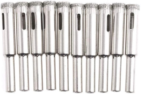 Imbottigliatura - Set di Forbici a Diamante - 10 Pezzi - Set di Zigrinatura - 10mm - Adatto per Vetro e Pietre da Cottura - Ideale per Forare con Precisione - Adatto per Materiali Ceramici...