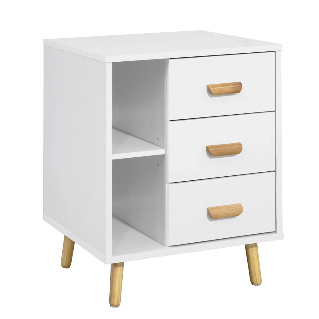 Comodino Piccolo Tavolino Divano Con 3 Cassetti Comodino Comodini L48*P40*A60cm Bianco FBT95-W SoBuy