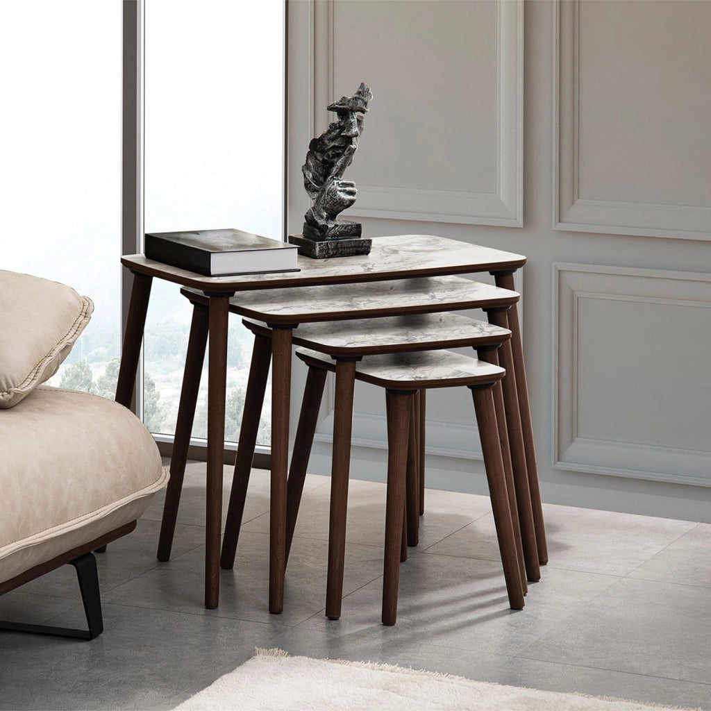 Tavolino da nido in legno "Luci" 4 pezzi 70 x 40 x 55 cm - Bianco