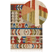 Tappeto kilim di lana multicolore fatto a mano 140 x 150 cm soggiorno camera da letto
