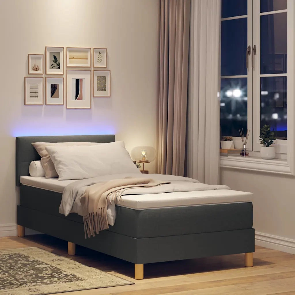 Letto a Sorgente LED Grigio scuro 100 x 200 cm Tessuto 3342416