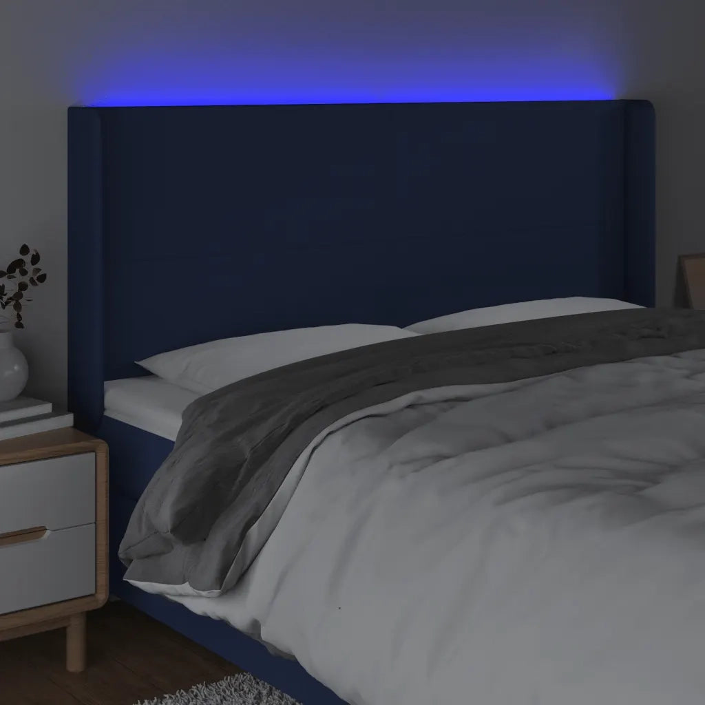 Testiera a LED Blu 203x16x118/128 cm in Tessuto 3123796