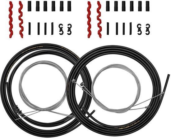 Kit di cavi di cambio per bicicletta - 2 pezzi - Cavi di cambio per bicicletta - Kit di contenitore - Bicicletta da montagna/BMX/Racing - PVC/Acciaio inossidabile - Lunghezza 1,55m/2,1m - Kit di cavi per bicicletta