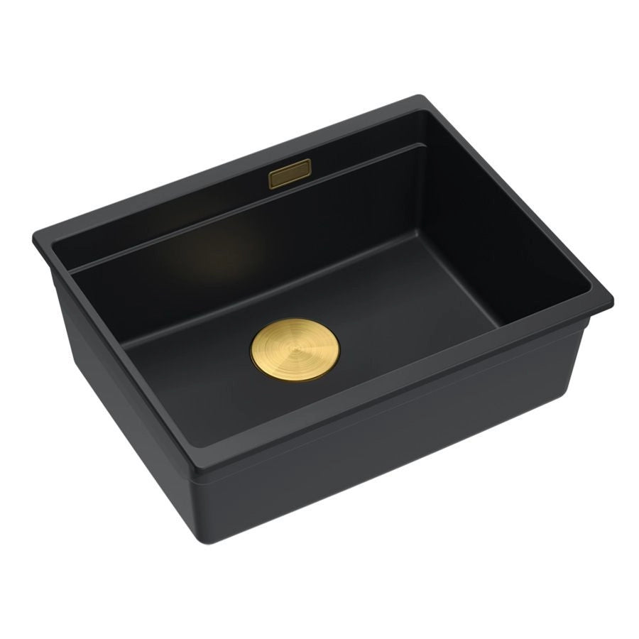 Lavello In Granito Logan 100 Black Tappo oro