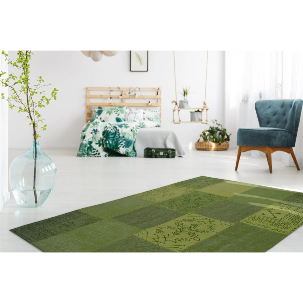 Tappeto Vintage Lyrical 200 Patchwork in Cotone Verde