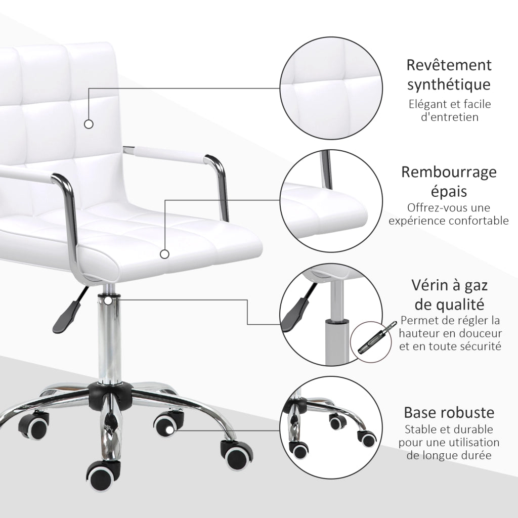 Poltrona da ufficio ¨C Zephmum ¨C Pivotante, Altezza regolabile, Imbottita, Colore bianco