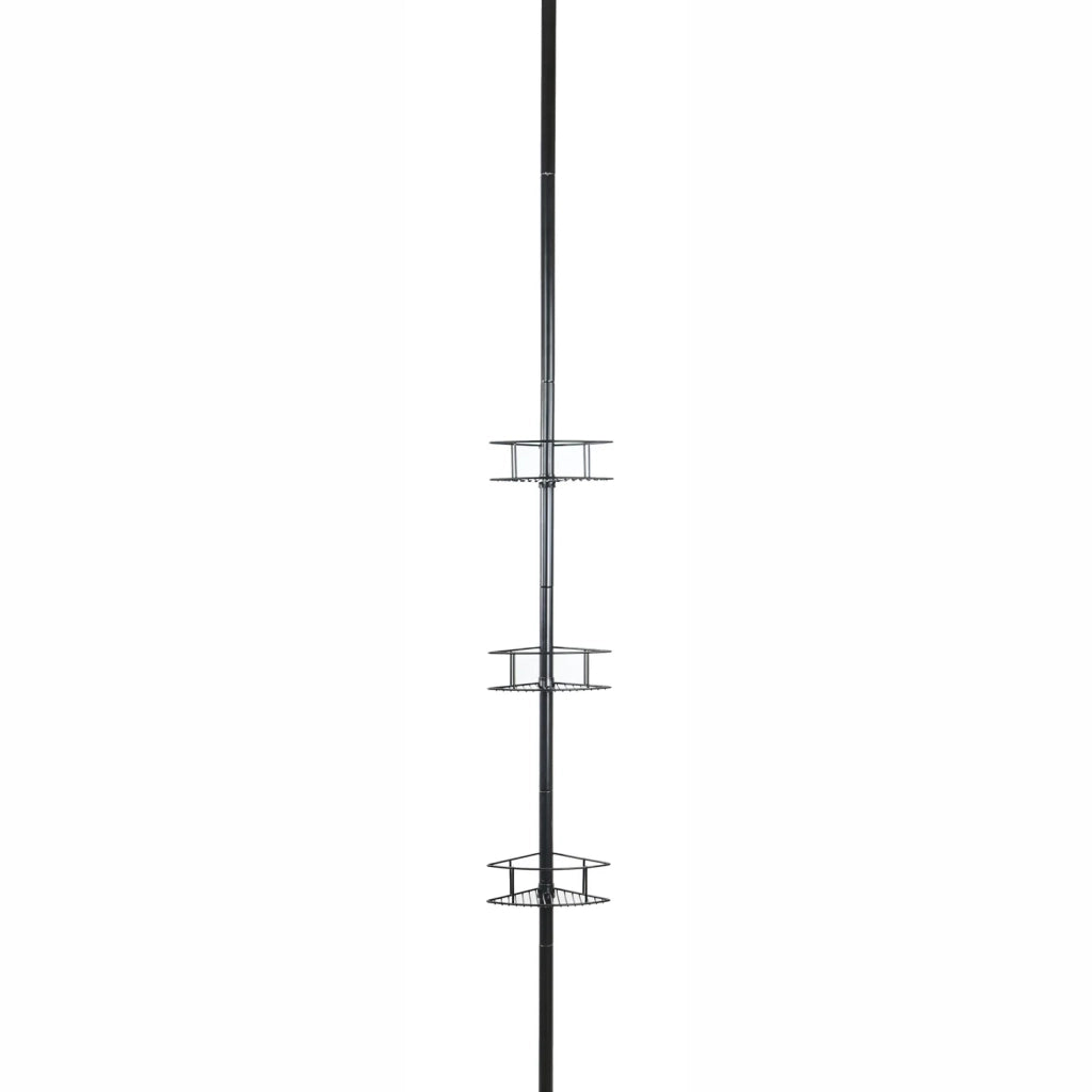 Barra Portaoggetti Angolare 3 Mensole Spider 4 Family Nero Opaco in Acciaio Verniciato Mod. New Chrome Black