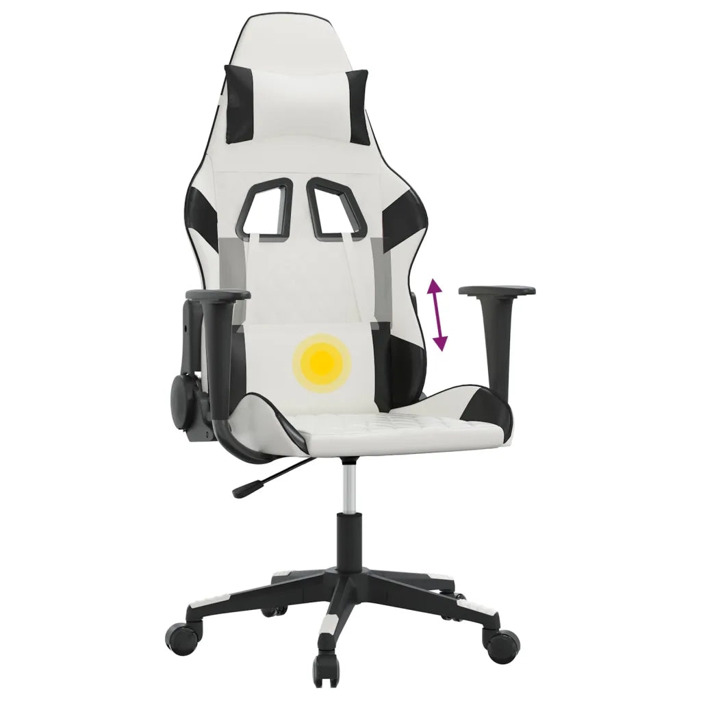 Sedia da Gaming Massaggiante Bianco e Nero in Similpelle 345520