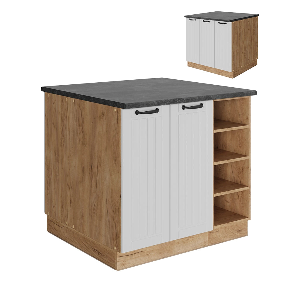 Vicco isola cucina Bianco casa di campagna 90 cm con cassetto, senza piano di lavoro
