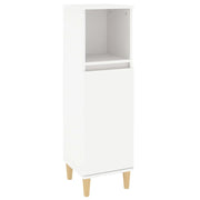 Mobiletto da bagno bianco dal design pulito 30 x 30 x 100 cm con pratici vani contenitori realizzato in legno composito bianco 02_0048403