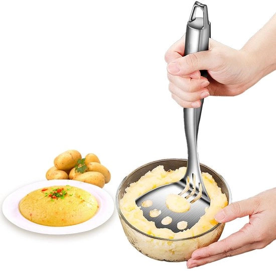 Trituratore di Patate per Purè, Spremipuree con Manicotto in Acciaio Inossidabile, Trituratore di Carne Robusto